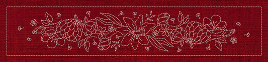 Sashiko Australia Daffodil Runner Cherry Red , piecing and stitching