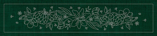 Sashiko Australia Daffodil Runner GREEN , piecing and stitching