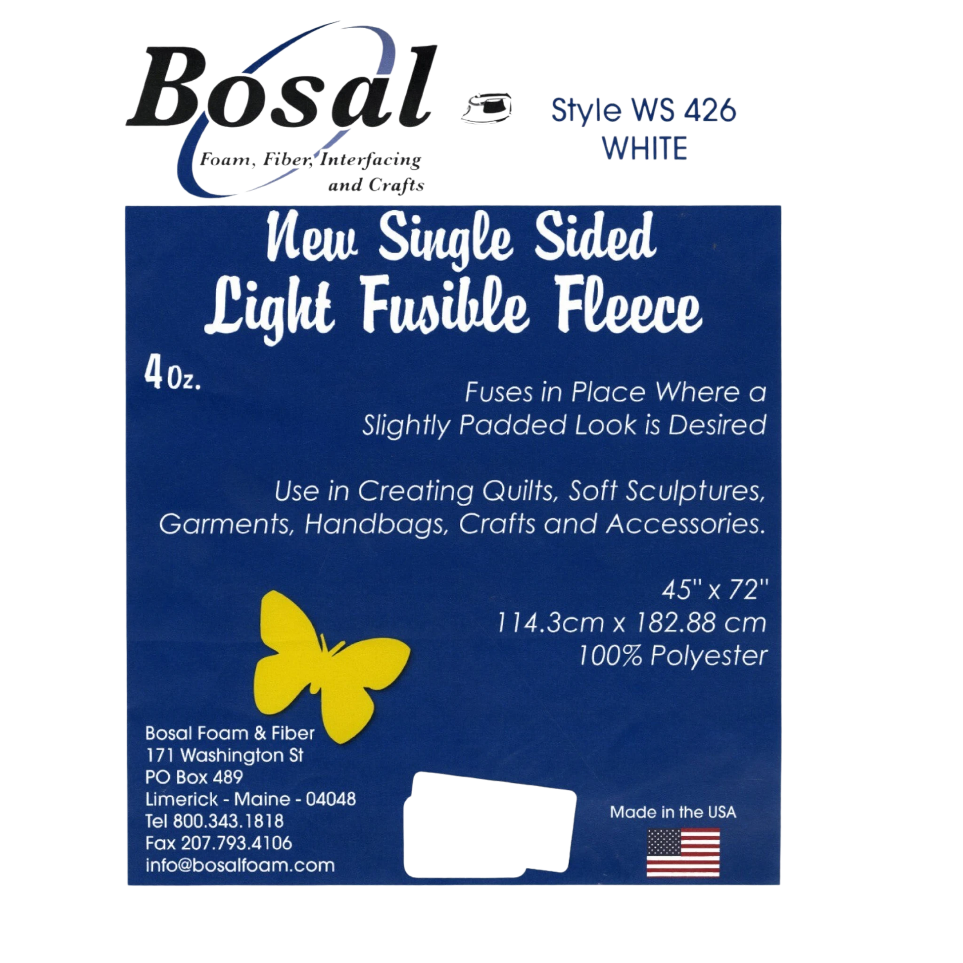 Bosal Single Sided Light Fusible Fleece for applique, sewing and craft projects