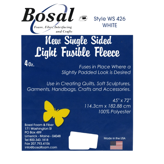 Bosal Single Sided Light Fusible Fleece for applique, sewing and craft projects