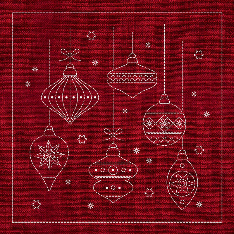 Sashiko Australia Christmas Decorations CHERRY RED , piecing and stitching