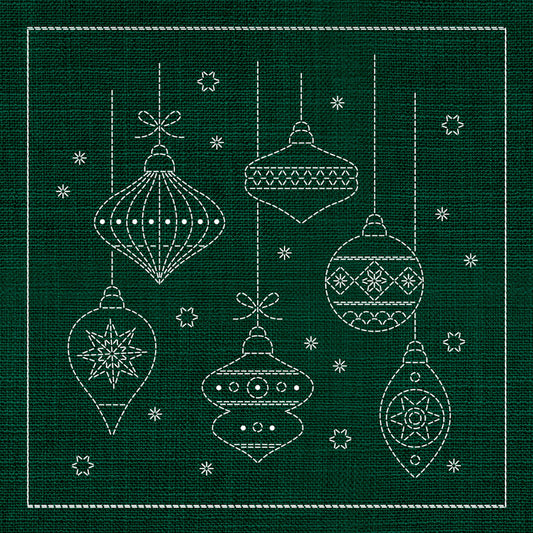 Sashiko Australia Christmas Decorations GREEN , piecing and stitching