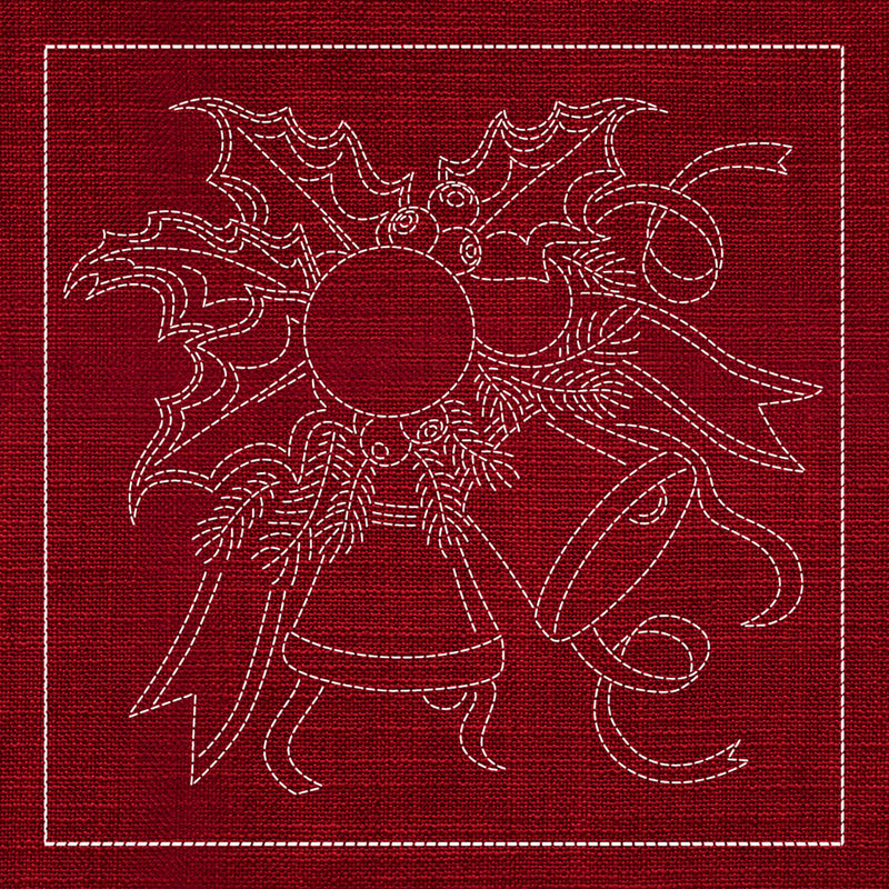 Sashiko Australia Bells and Holly CHERRY RED , piecing and stitching