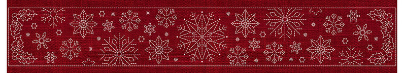 Sashiko Australia Snowflakes Runner CHERRY RED , piecing and stitching