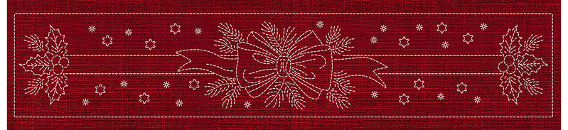 Sashiko Australia Holly and Ribbon Runner CHERRY RED , piecing and stitching
