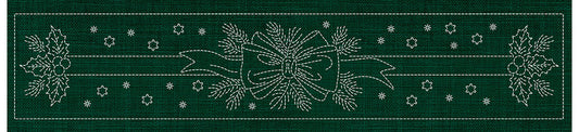 Sashiko Australia Holly and Ribbon Runner GREEN , piecing and stitching
