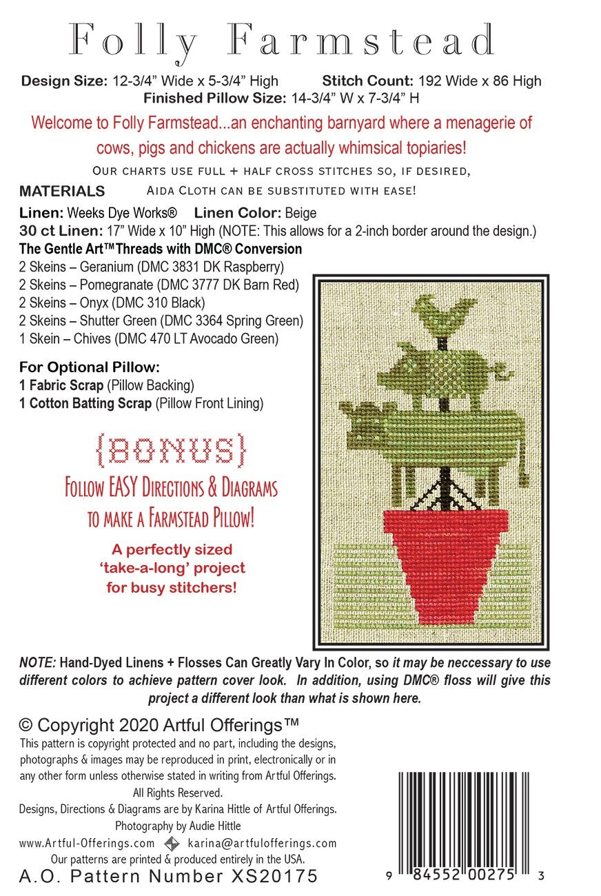 Folly Farmstead Cross Stitch (Pattern only) , quilting and craft projects