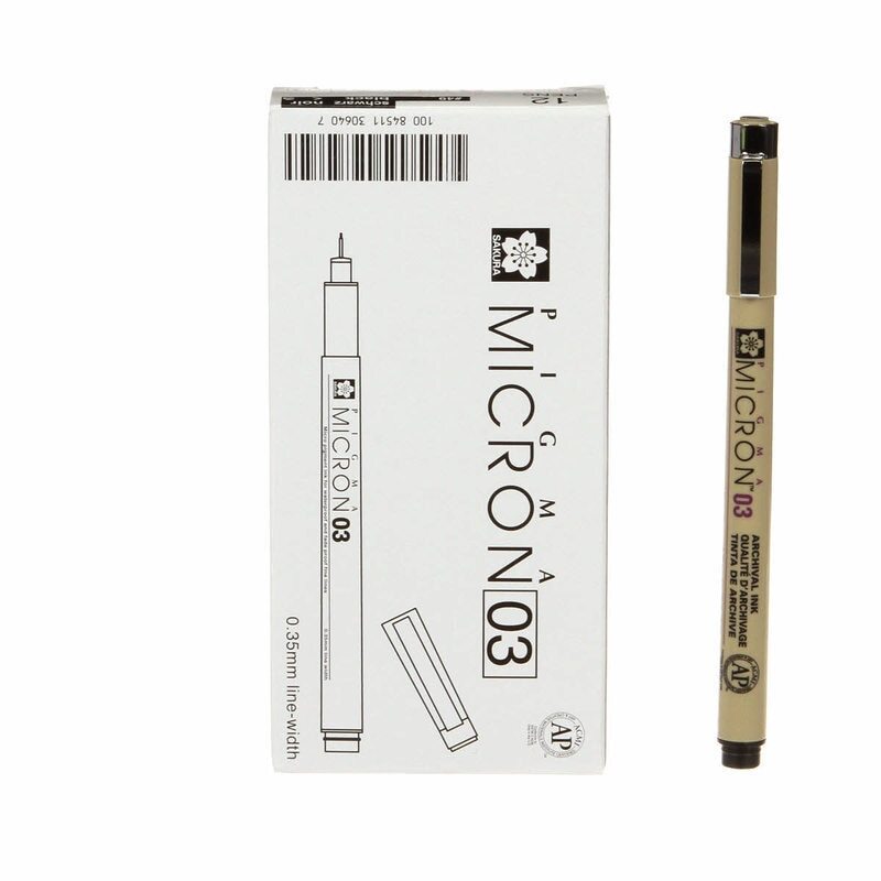 Pigma Micron Pen Black .35 mm Size 03 , sewing and fabric marking