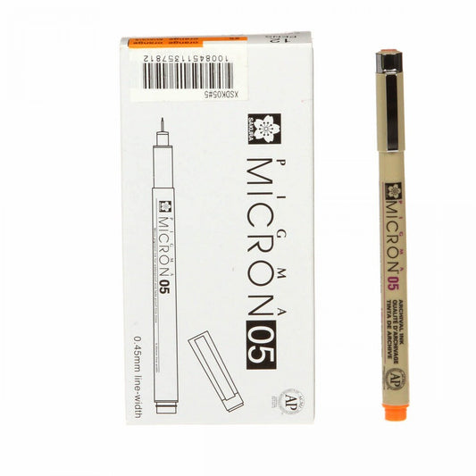 Pigma Micron Pen Orange .45 mm Size 05 , sewing and fabric marking