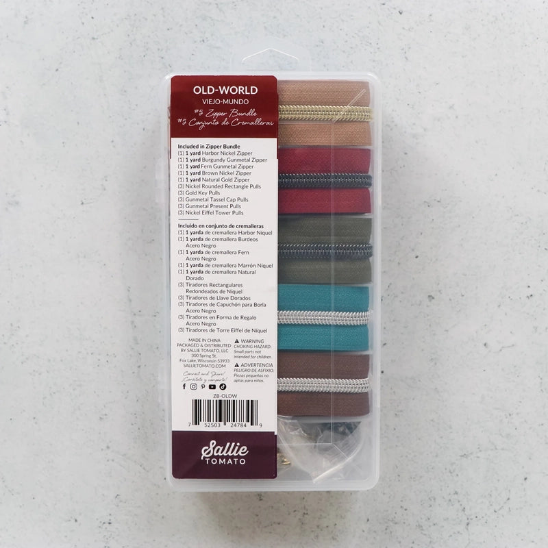 Old World Zipper Bundle for bag making and sewing projects