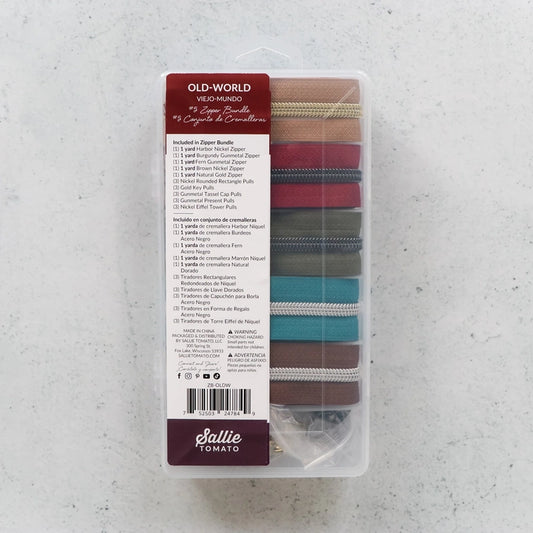 Old World Zipper Bundle for bag making and sewing projects