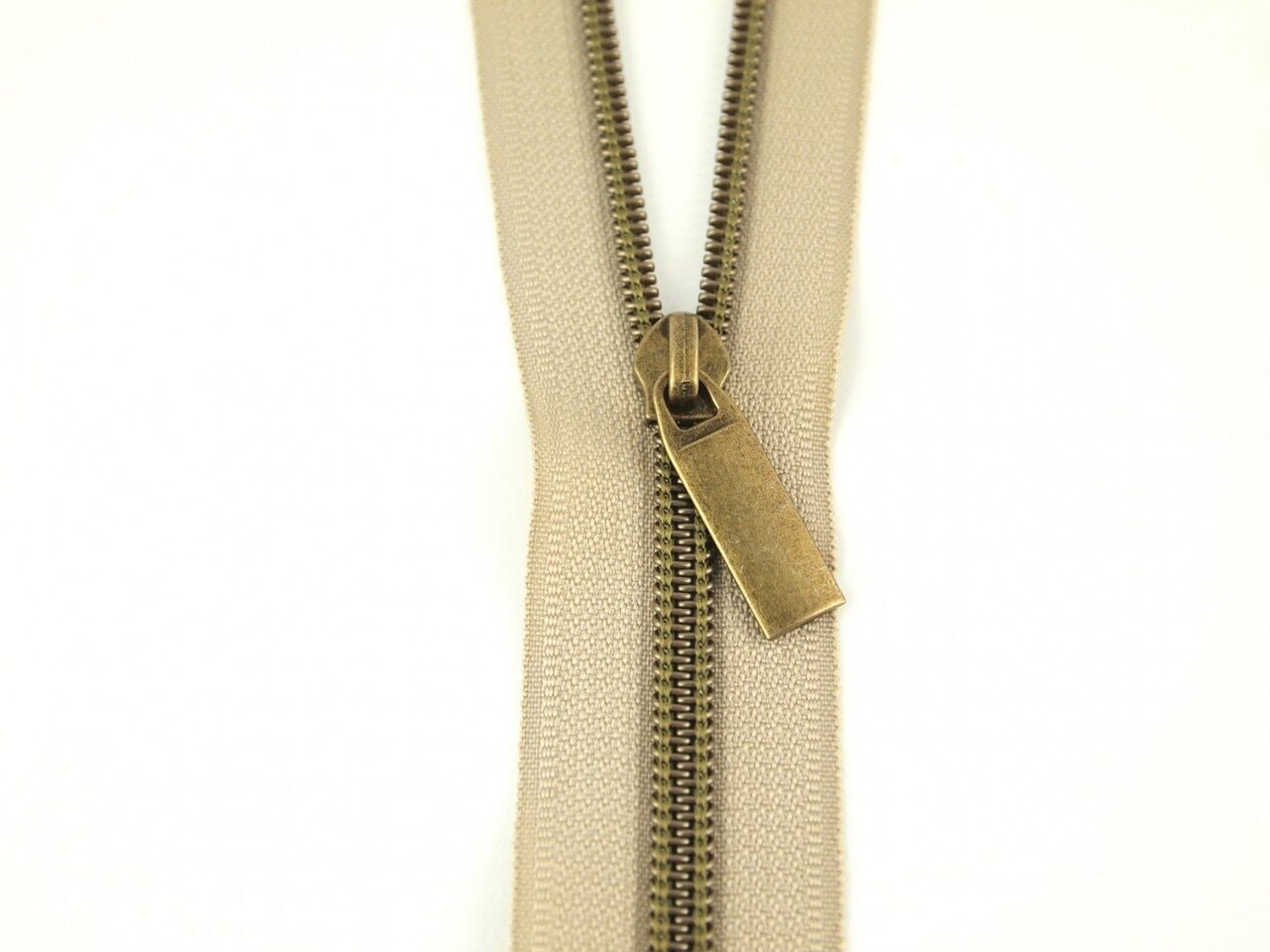 Zippers By The Yard Beige Tape Antique Gold #5 for bag making and sewing projects
