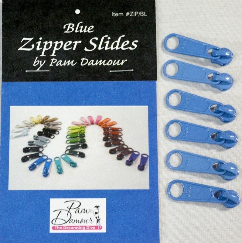 Zipper Slides - Blue for bag making and sewing projects