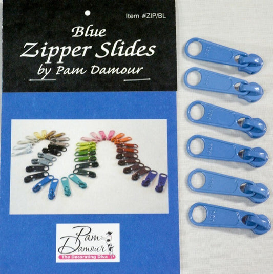 Zipper Slides - Blue for bag making and sewing projects