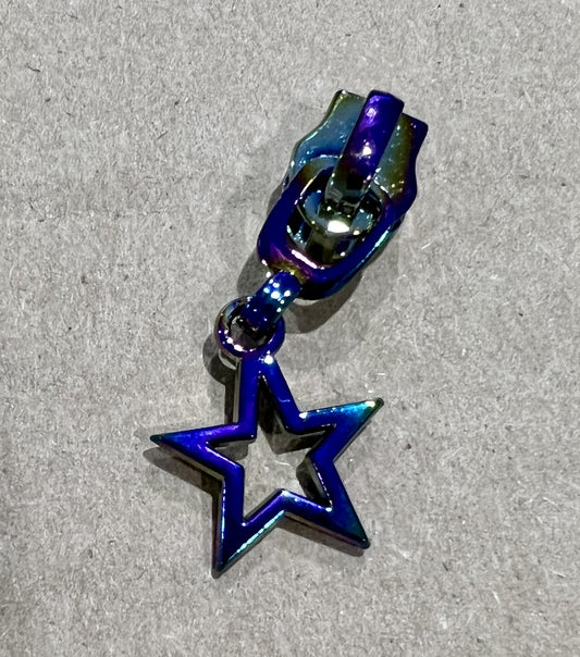 Zipper Pulls #8 mm Iridescent Rainbow Star for bag making and sewing projects