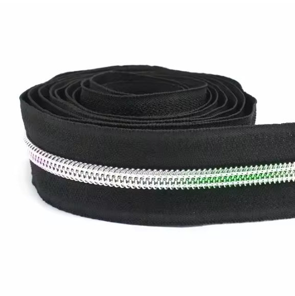 Zipper Black 5 metre - Rainbow #5 for bag making and sewing projects
