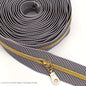 Zipper Black & White Stripe - Gold for bag making and sewing projects