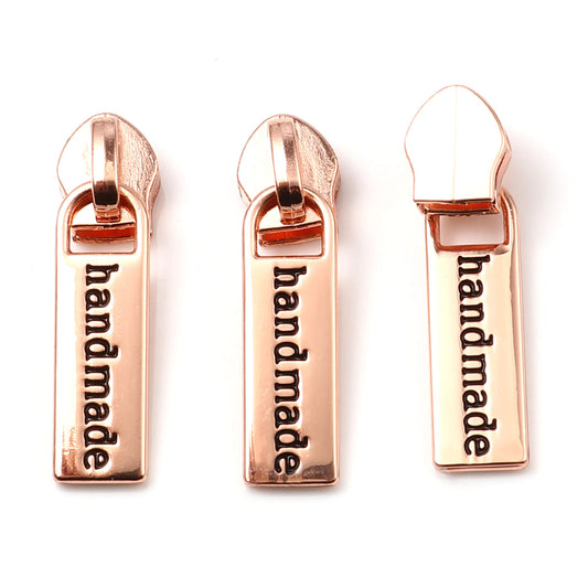 Zipper Pulls #5 with Handmade - Rose Gold for bag making and sewing projects