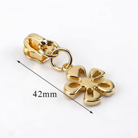 Zipper Pulls #5 with Flower Shape - Nickel