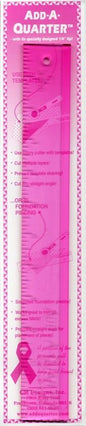 Add A-Quarter Ruler 1 1/2in x 12in Pink - Everything Fabric