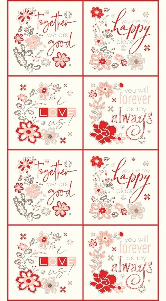 All My Heart -I Love Us Panel Clearance - Everything Fabric