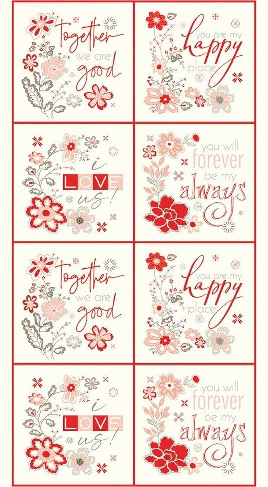 All My Heart -I Love Us Panel Clearance - Everything Fabric