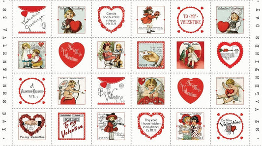 All My Heart Valentine Greetings Patch Panel Clearance - Everything Fabric