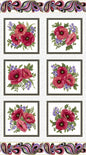 Amazing Poppies On Point 6-Block Panel – White/Multi w/ Metallic - Everything Fabric
