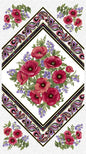 Amazing Poppies On Point Panel - White/Multi w/Metallic - Everything Fabric