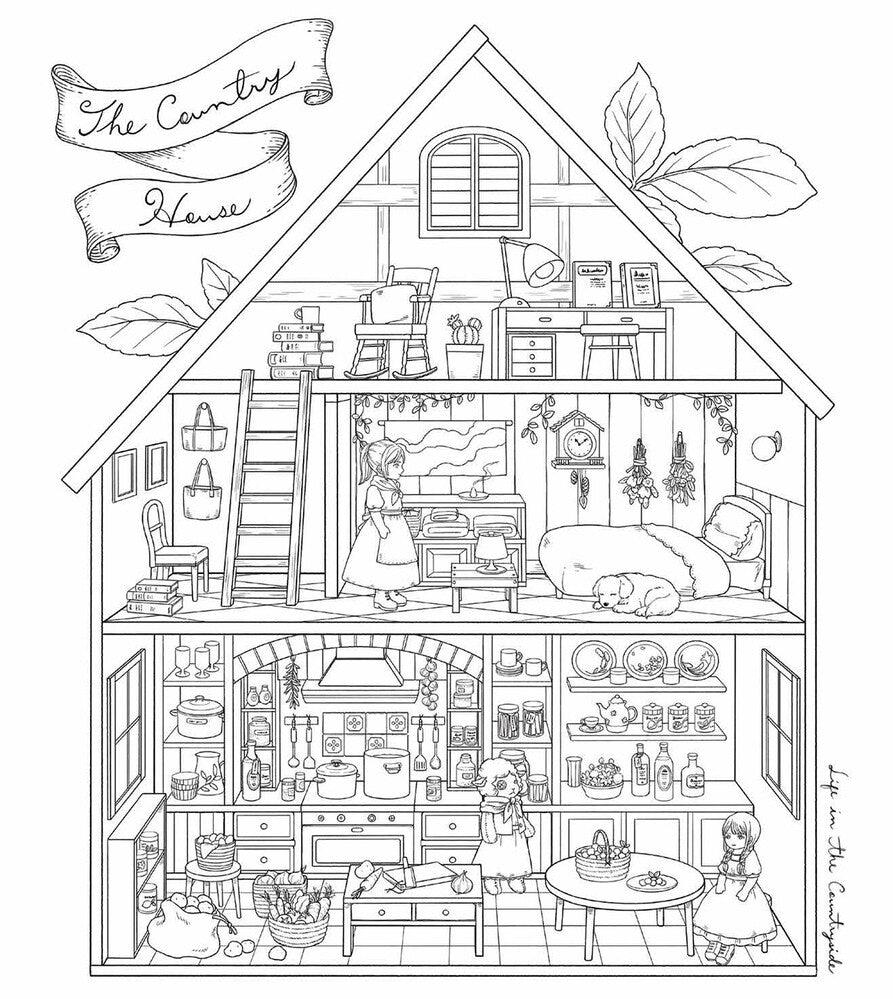 Antique Dollhouse Coloring Book - Everything Fabric