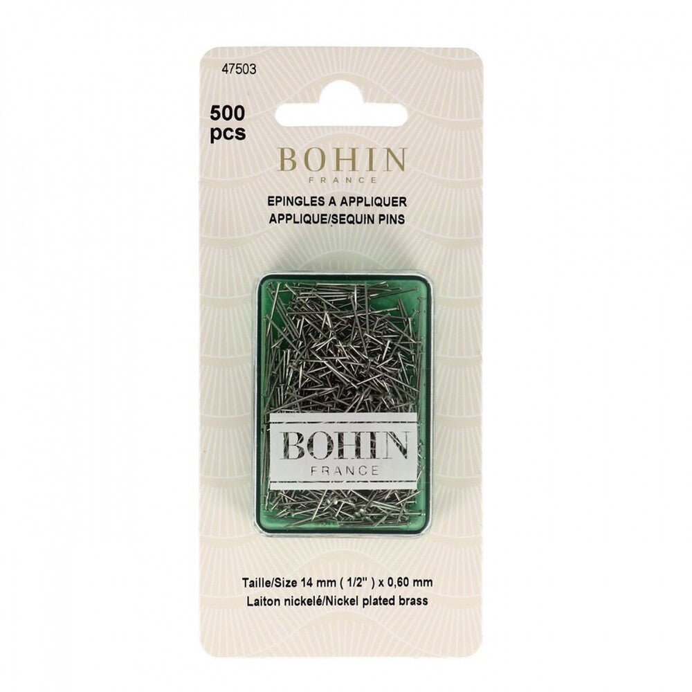 Appliqué Sequin Pin – Nickel, Size 8 (½″) – 500‑Pack - Everything Fabric