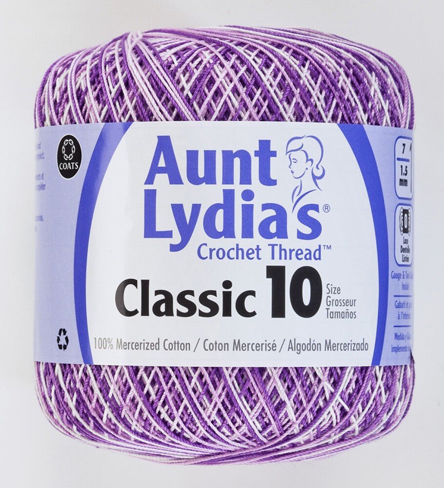 Aunt Lydias Crochet Thread -Variegated Purples - Everything Fabric