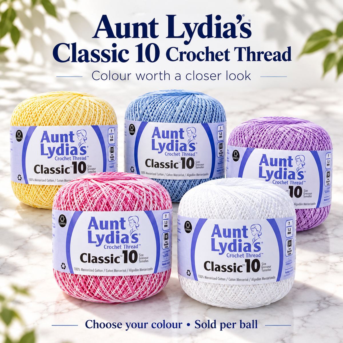 Aunt Lydia's Crochet Thread – representative colour choices