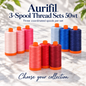 Aurifil 3-Spool Thread Sets 50wt | 24 Collections — representative choices, choose one pack