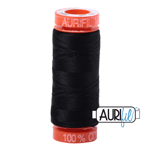 Aurifil 50 wt Cotton Mako 200 m - Black - Everything Fabric