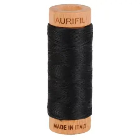 Aurifil 80wt Cotton Thread 2692 Black 280m - Everything Fabric