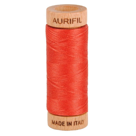 Aurifil Mako 80wt Cotton Thread Solid Dark Red Orange - Everything Fabric