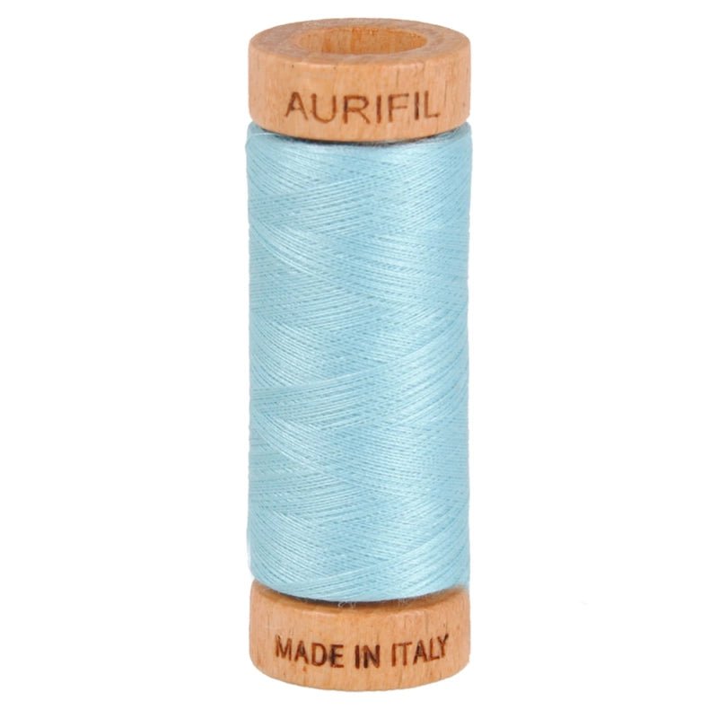 Aurifil Mako 80wt Cotton Thread Solid Light Grey Turquoise - Everything Fabric