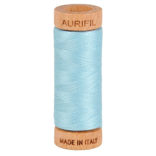 Aurifil Mako 80wt Cotton Thread Solid Light Grey Turquoise - Everything Fabric