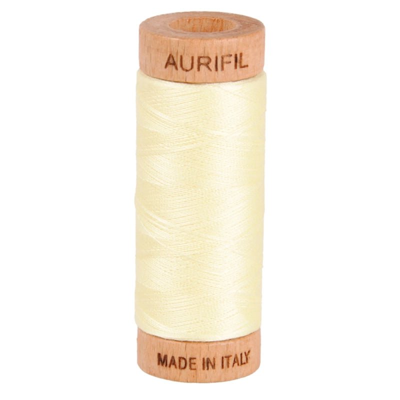 Aurifil Mako 80wt Cotton Thread Solid Light Lemon - Everything Fabric