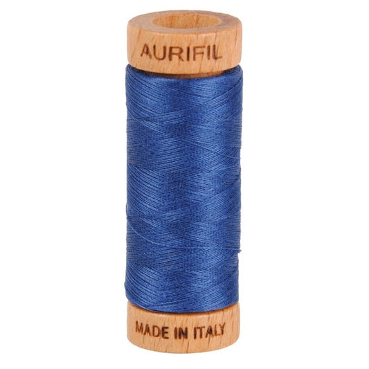 Aurifil Mako 80wt Cotton Thread Solid Steel Blue - Everything Fabric