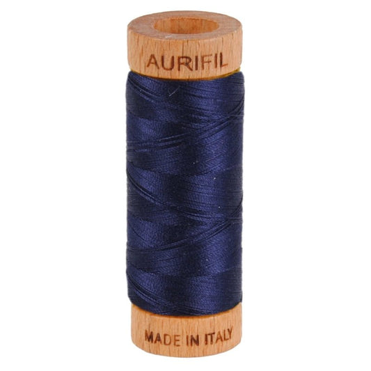 Aurifil Mako 80wt Cotton Thread Solid Very Dark Navy - Everything Fabric