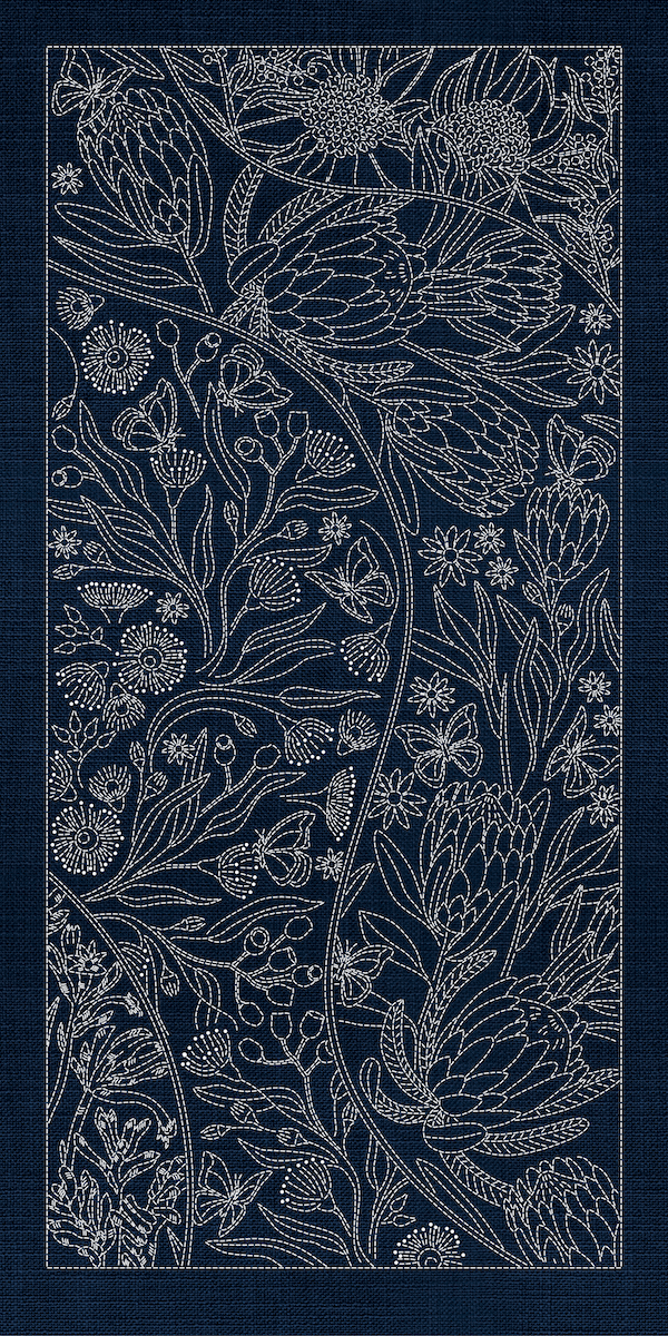 Australian Native Flowers 8 Panel - Indigo - Everything Fabric
