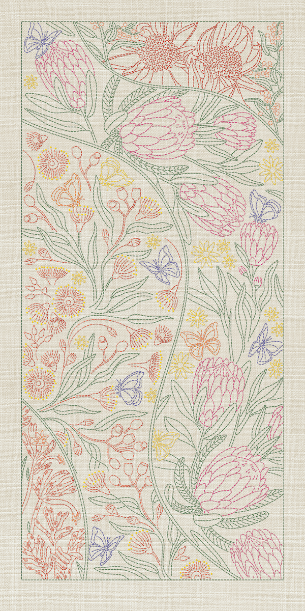 Australian Native Flowers 8 Panel - Seeded Cream - Everything Fabric
