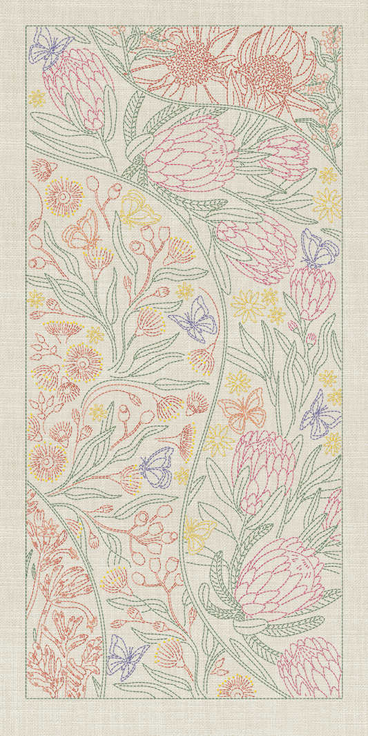 Australian Native Flowers 8 Panel - Seeded Cream - Everything Fabric