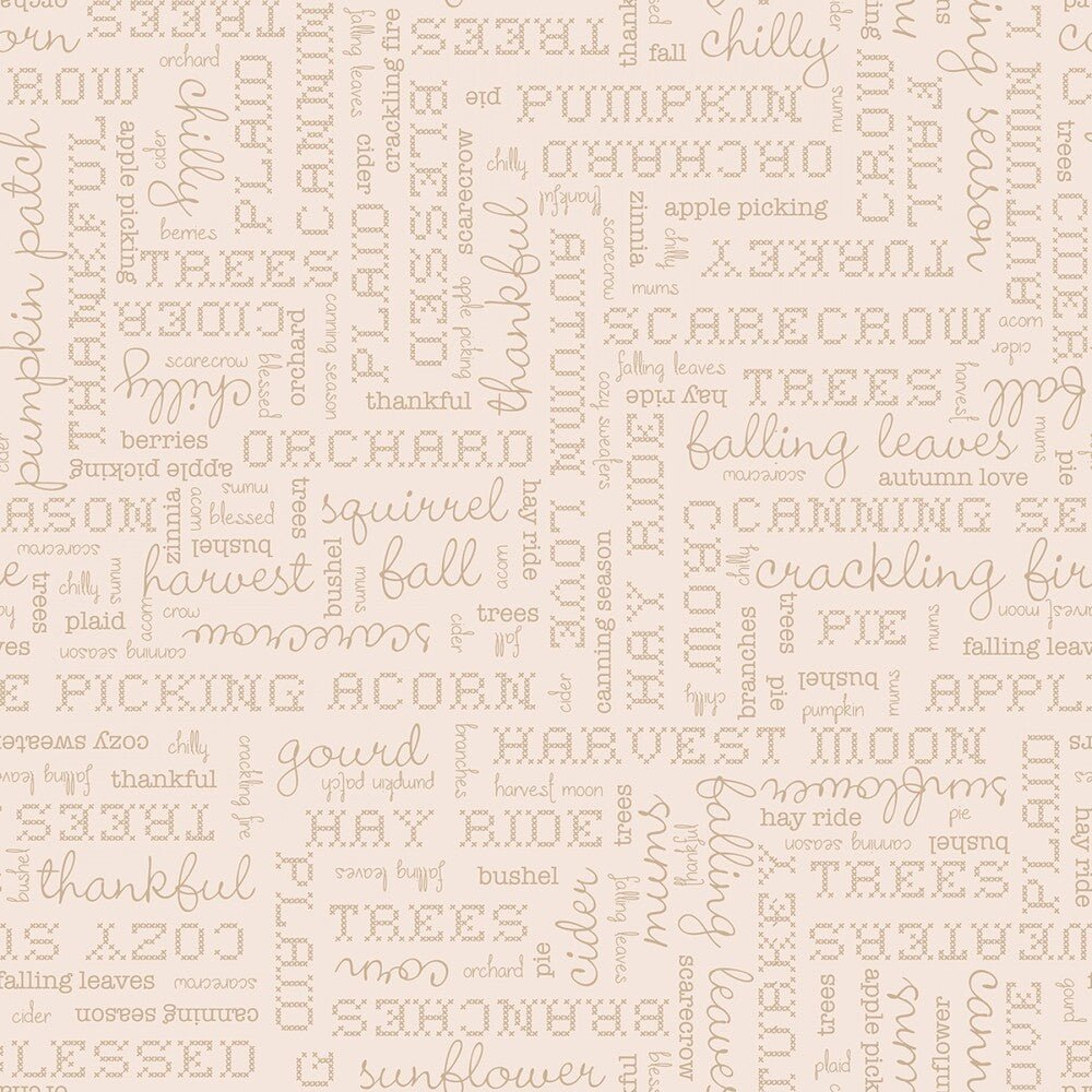 Autumn - Autumn Words Latte - Everything Fabric