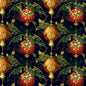 Baubles & Mistletoe - Black Christmas - Everything Fabric