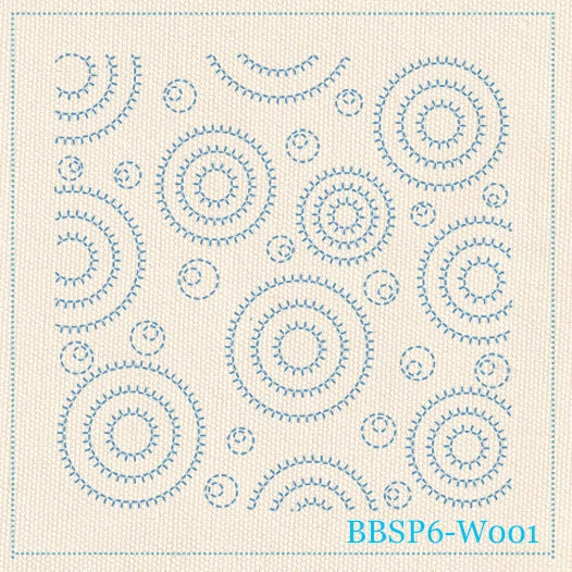 Sashiko Pre-Stencilled Water Ripples - Ecru