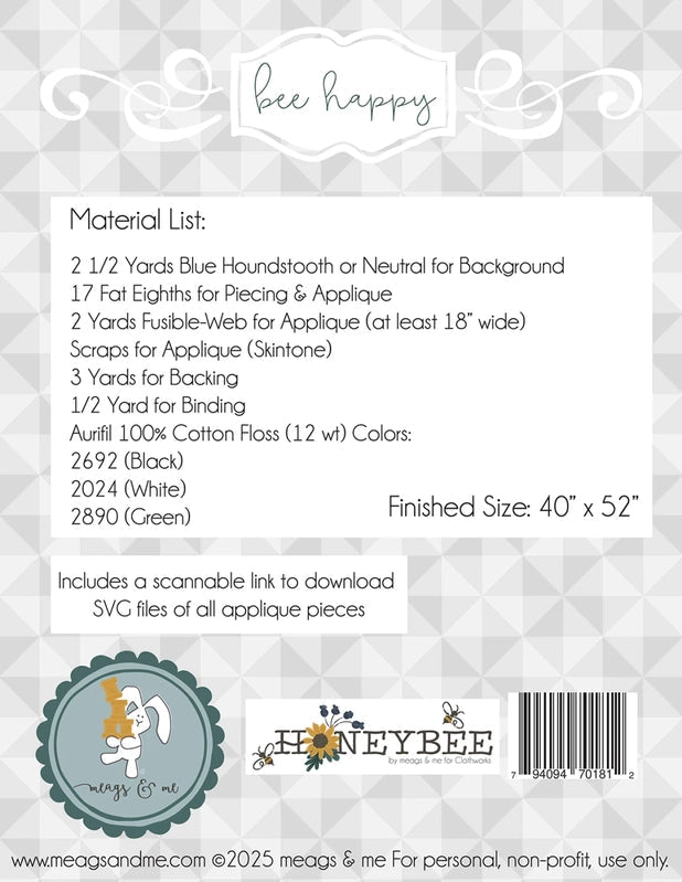 Bee Happy Quilt Pattern - Everything Fabric