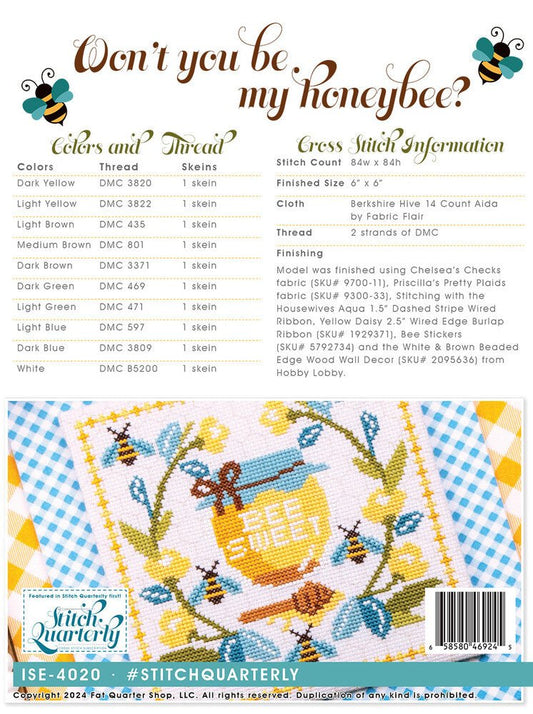Bee My Honey Cross Stitch Pattern - Everything Fabric